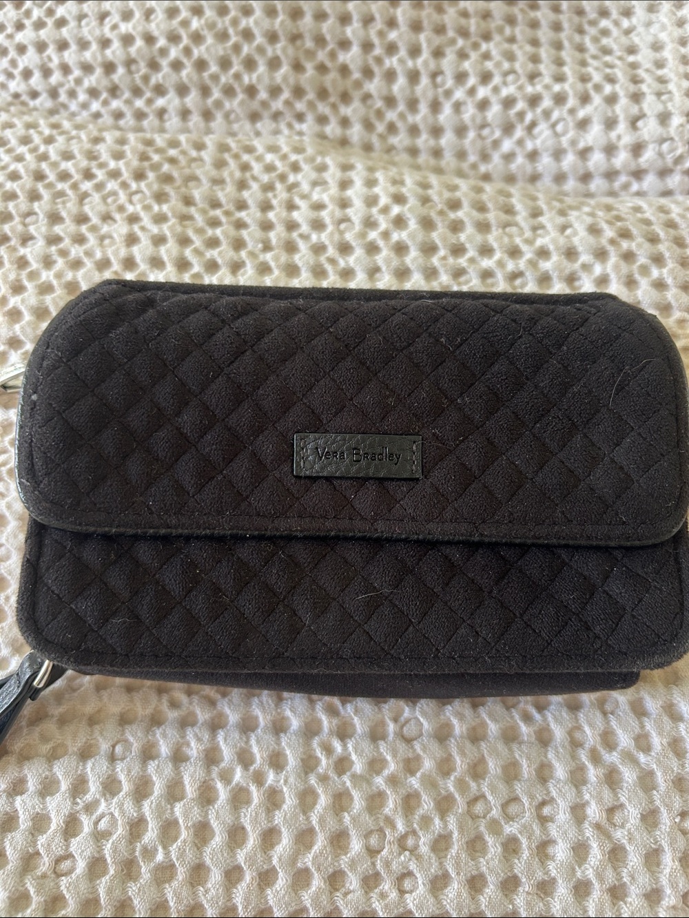 Vera Bradley Quilted Black Foldover Wristlet